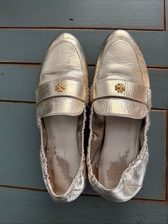 Tory Burch Shoes - Tory Burch Metallic Gold with Gold-Accent Loafers